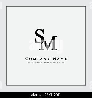 Vector Template for Initial Letter SM Logo - Elegant Monogram Logo for Alphabet S and M Stock Vector