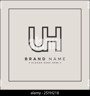 UH Minimal Vector Logo - Simple Business Logo for Monogram U and H Stock Vector