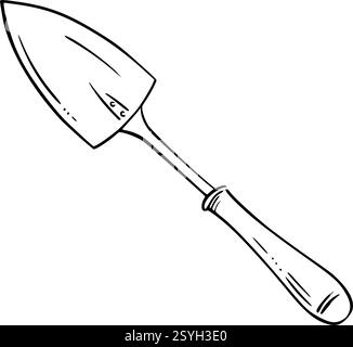Garden trowel. Minimalist vector illustration of plant spade. Perfect for gardening projects, landscaping, construction and spring planting visuals Stock Vector