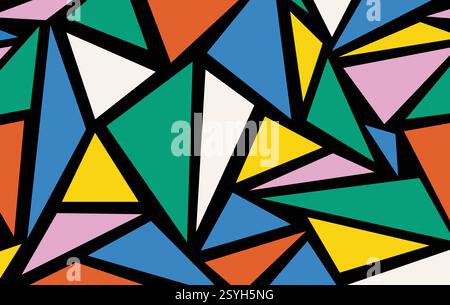 Polished, Semigloss Wall background with tiles. Triangular, tile Wallpaper with 3D, Black blocks. 3D Render Stock Vector