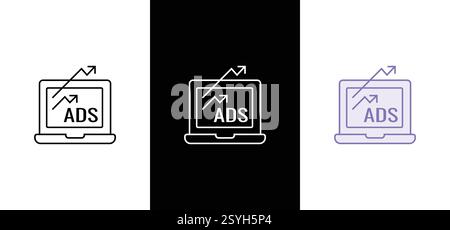 Advertising channels linear icons set Stock Vector