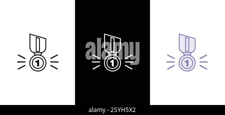 Winning award and prize icons, trophy reward, victory trophy. Medal - Trophy vector icon Stock Vector