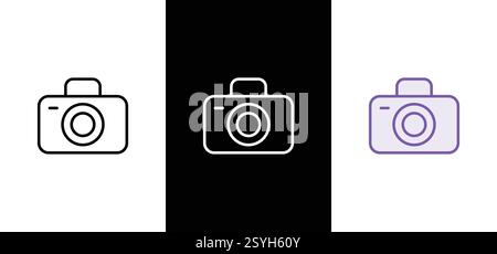 Camera vector icon set. Photo camera in flat style. Stock Vector