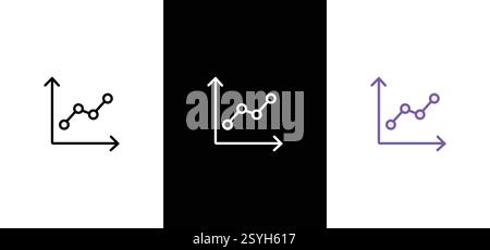 Progress tracking linear style icon. Clipboard with upward graph and target. Stock Vector