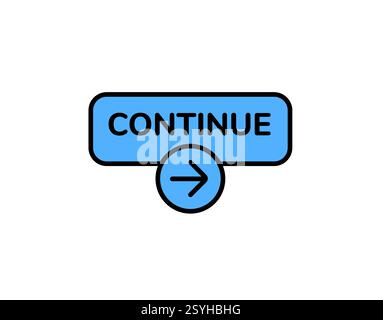 Continue button icon with an arrow symbol in solid black Stock Photo ...