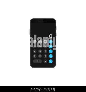 Digital calculator app interface on modern smartphone display with numeric keypad design Stock Vector