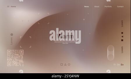 A contemporary design with warm tones and minimalistic elements, ideal for showcasing creative work. The layout is elegant, appealing to modern aesthe Stock Vector