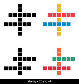 Set of Crossword concept icon, cross word graphic, web flat vector illustration . Stock Vector