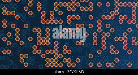Abstract Digital Illustration Featuring a Pattern of Glowing Red, Blue and Brown Bubbles on a Dark Background. Perfect for Futuristic, Scientific or T Stock Vector
