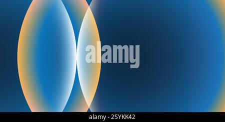 Futuristic Abstract Background with Smooth Vertical Curved Oval Blue and Brown Overlapping and Intersecting Gradient Shapes. A Minimal and Modern Digi Stock Vector