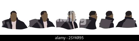Conceptual human head isolated on white background as abstract avatar as a set or collection banner for social design concept. Human closeup anonymous Stock Vector