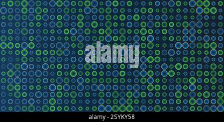 Dark Abstract Partially Faded Spotted Pattern, Circular Gradient Shapes, Circles with Random Sizes and Changing Colors of Blue and Green - Geometric M Stock Vector