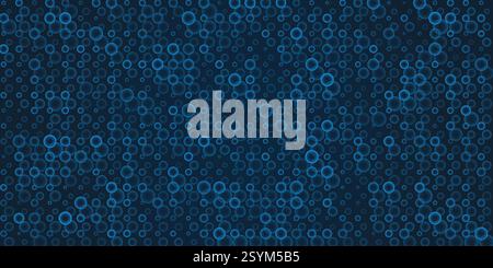 Abstract Dark Blue Pattern of Small Circular Gradient Shapes of Changing Sizes, Layers of Circles Colored in Shades of Blue - Geometric Mosaic Texture Stock Vector