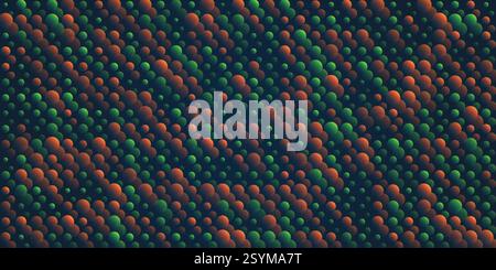 Abstract Digital Illustration Featuring a Pattern of Glowing Red and Green Multi Layered Bubbles of Random Sizes on a Dark Background. Perfect for Fut Stock Vector