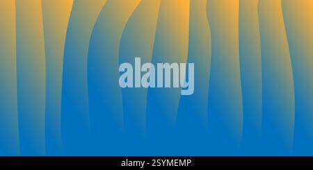 Abstract gradient surface design with 3D effect smooth yellow and dark blue curved shapes creating a serene and modern visual effect. Perfect for back Stock Vector