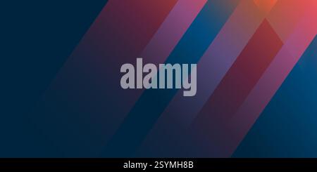 Dark Blue, Brown and Red Abstract Lit Blurry Gradient Surface, Texture - Slanted Lines Pattern with Low Lights - Wide Scale Background Creative Design Stock Vector