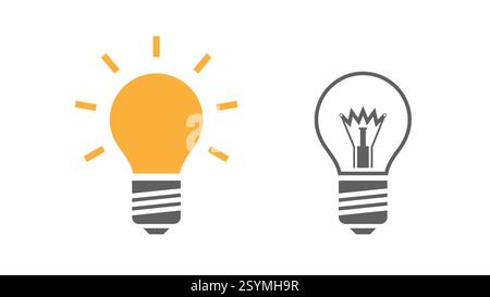 Energy-saving light bulb on and off. Element for the design of electrical components. Flat style, vector illustration. Stock Vector