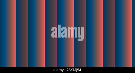 Dark Blue, Brown and Red Vertical Glowing Stripes Gradient Texture, Lines Pattern with Lights, 3D Effect - Wide Scale Background Creative Design Templ Stock Vector