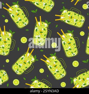 A seamless mojito pattern. Vector illustration. Stock Vector