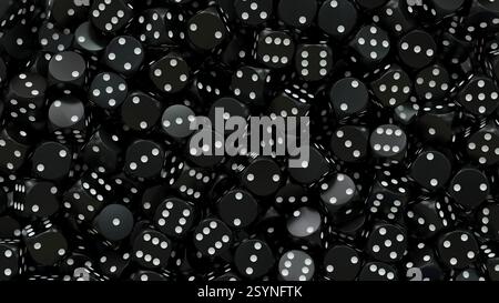background filled with black and white playing dice - 3d rendering Stock Photo