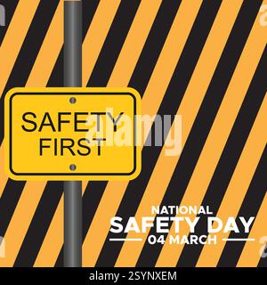 vector graphic of national safety day good for national safety day celebration. flat design. flyer design.flat illustration. Stock Vector
