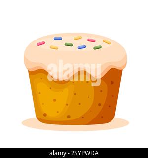 Traditional pastry for Easter - Easter cake. Vector illustration in flat cartoon style. Stock Vector