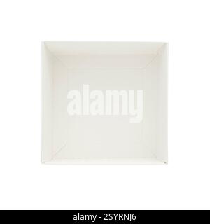 Empty cardboard white box, isolated top view Stock Photo