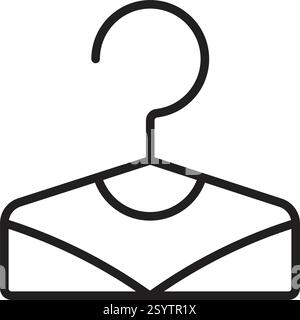 Single clothes hanger symbol, changing room sign, black editable stroke icon, vector monochrome pictogram for a locker, cloakroom, wardrobe, outline i Stock Vector