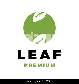 negative space leaf circle icon vector logo template illustration design Stock Vector