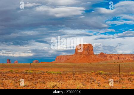 Famous scenic entrance to Monument Valley Navajo Tribal Park in Utah, USA Stock Photo