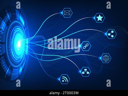 Background technology connection sends data in the internet network into the smart technology that spreads information all over the world data wave di Stock Vector