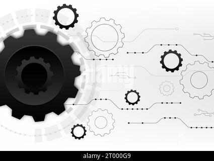 Gear technology on white background With the technology circle and the connection circuit, high-tech gear digital is an engineering work that works in Stock Vector