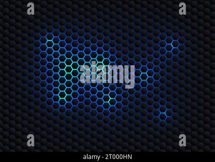 Technology background honeycomb Use geometric shapes to form a dark tone into a hexagonal shape, inserting the blue tone behind. Emphasis on technolog Stock Vector