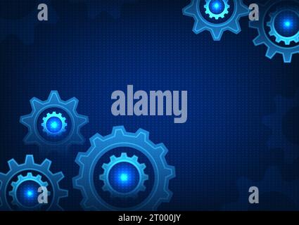 Abstract background gear technology represents modern era driving gear technology digital hi-tech is a feat of engineering that keeps the internet goi Stock Vector