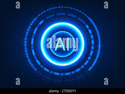 Technology background artificial intelligence in the technology circle represents an artificial intelligence technology system that helps to work quic Stock Vector