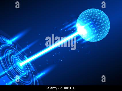 Background technology circle with a laser means technology processing data to internet network operating system at high speed dark blue background Stock Vector