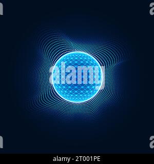 Abstract background technology spherical chip that processes commands and transmits data to the Internet network system using high-speed data transmis Stock Vector