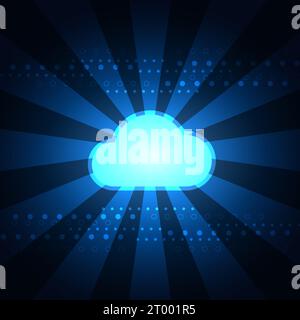 Cloud technology for data storage over the Internet or sending information to business partners It is online storage anywhere and safe to work with. Stock Vector