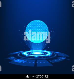 Modern technology hologram displays operating system information system smart technology It also helps to grow the business in a leap forward. Stock Vector