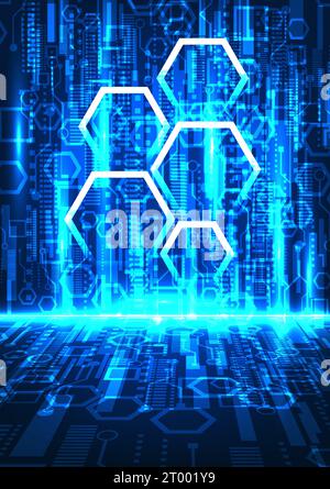 Abstract background technology of networking things that collect data and transmit technology data to the outside world It is a high-speed data transm Stock Vector