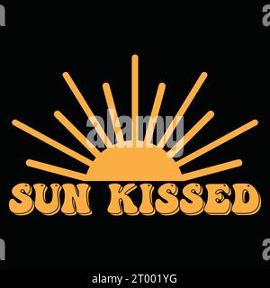 Sun Kissed Text Effect with a sun illustration Stock Vector