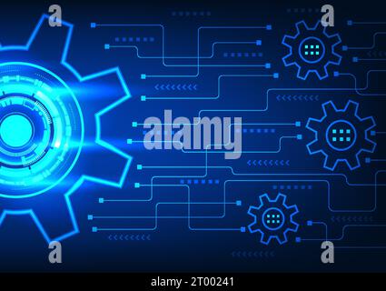 Technology circle center of the technological system is the processor that receives information and sends it out to the command execution system, acti Stock Vector