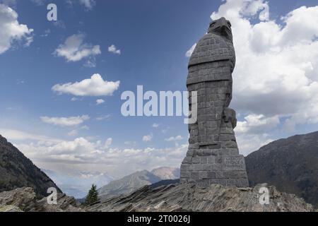 BRIG, SWITZERLAND, 18 JULY 2023: The Golden Eagle Monument of Simplon Pass. A 9m high symbol of freedom and a commemoration of ww2, it is a popular to Stock Photo