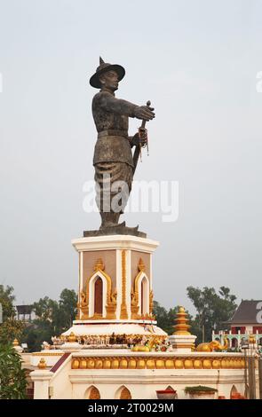 Statue of King Anouvong the Chao in Vientiane. Laos Stock Photo