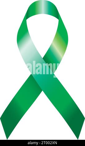 Celebrative GREEN ribbon to remember the international day, symbol, vector illustration Stock Vector