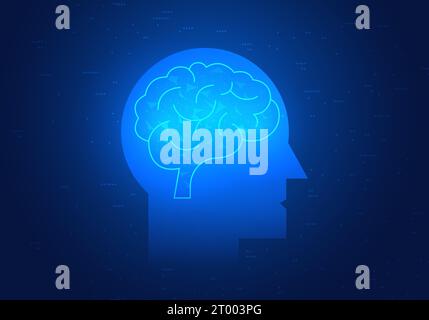 Brain inside the robot is an artificial intelligence system. that serves to command and learn information from humans to help meet the needs of users Stock Vector
