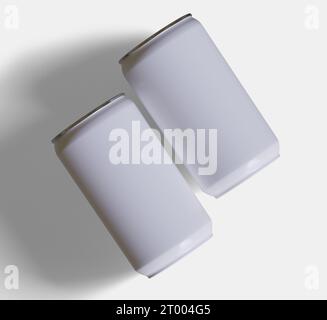 Soda can white color or solid color and realistic texture rendering 3D software illustration Stock Photo