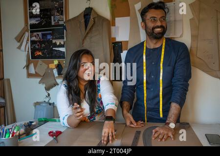 Fashion designers working on patterns in their studio Stock Photo