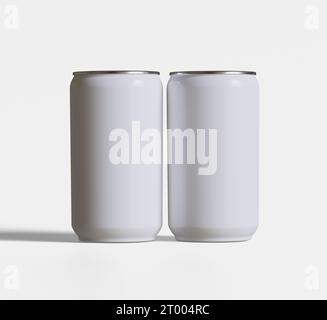 Soda can white color or solid color and realistic texture rendering 3D software illustration Stock Photo