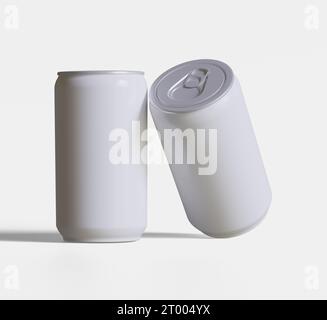 Soda can white color or solid color and realistic texture rendering 3D software illustration Stock Photo